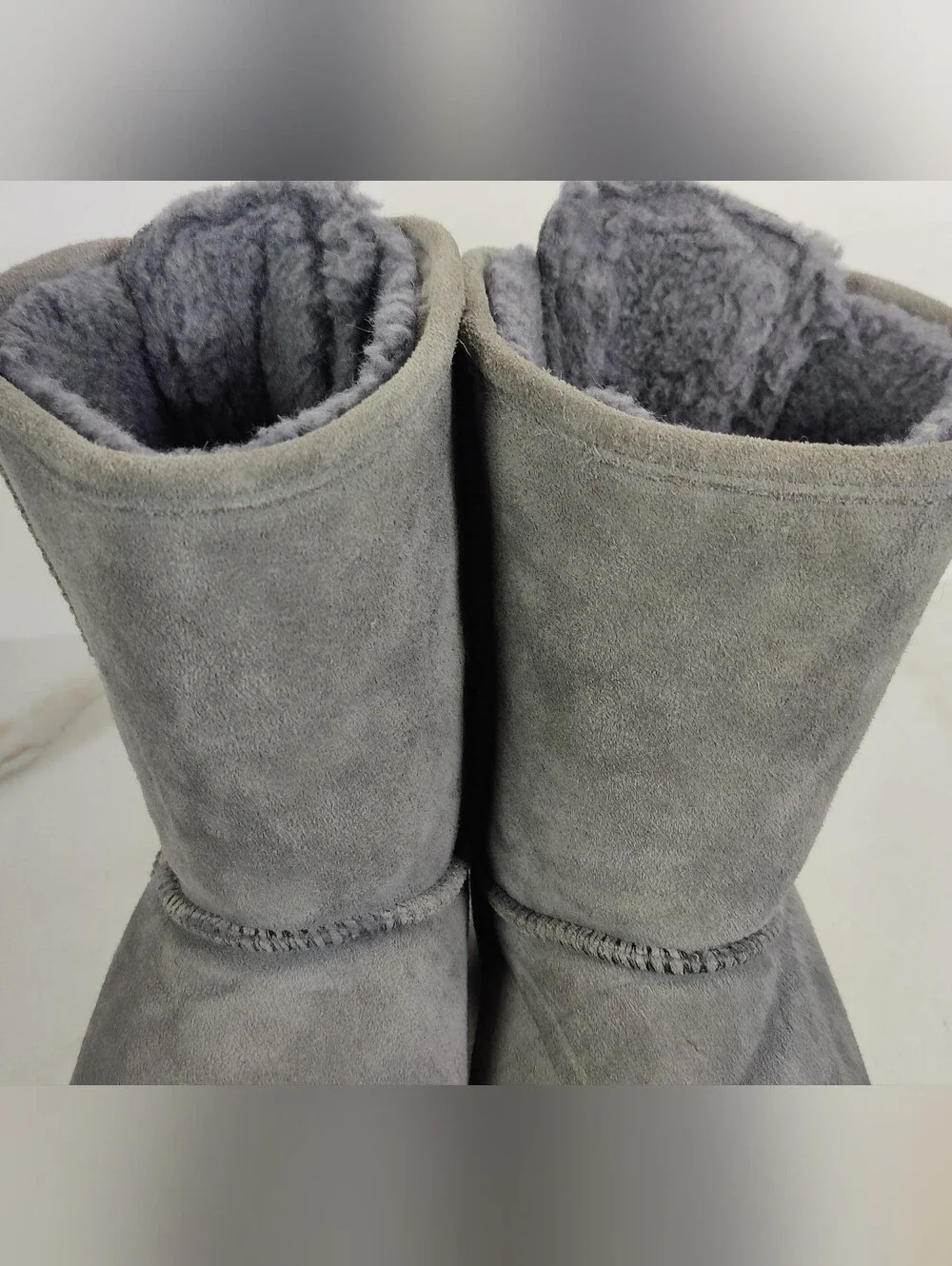 BearPaw Women's Grey Suede Tie Up Bow Winter Boots, Sz 10
